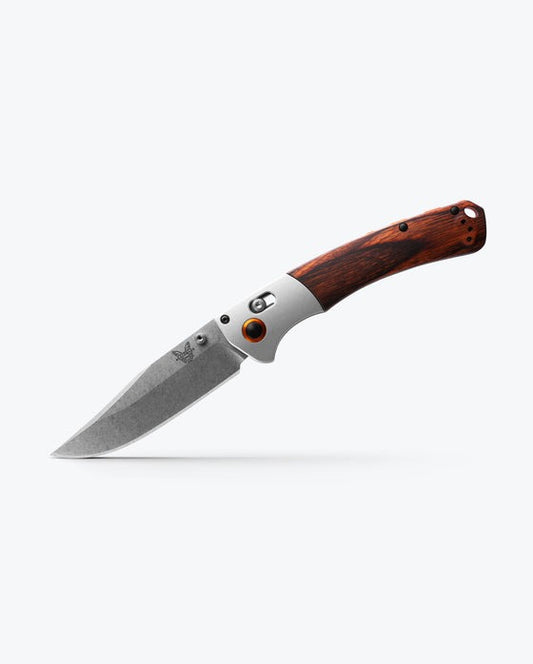 BenchMade Crooked River Gray Aluminum & Wood Clip-point